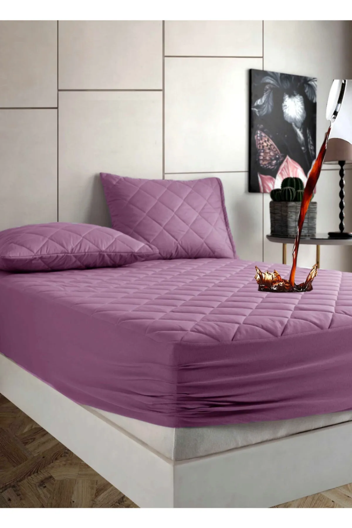 Bella Benita  Farbenfrohes, flüssigkeitsdichtes, gestepptes, elastisches Bettlakenset aus 100 % Baumwolle