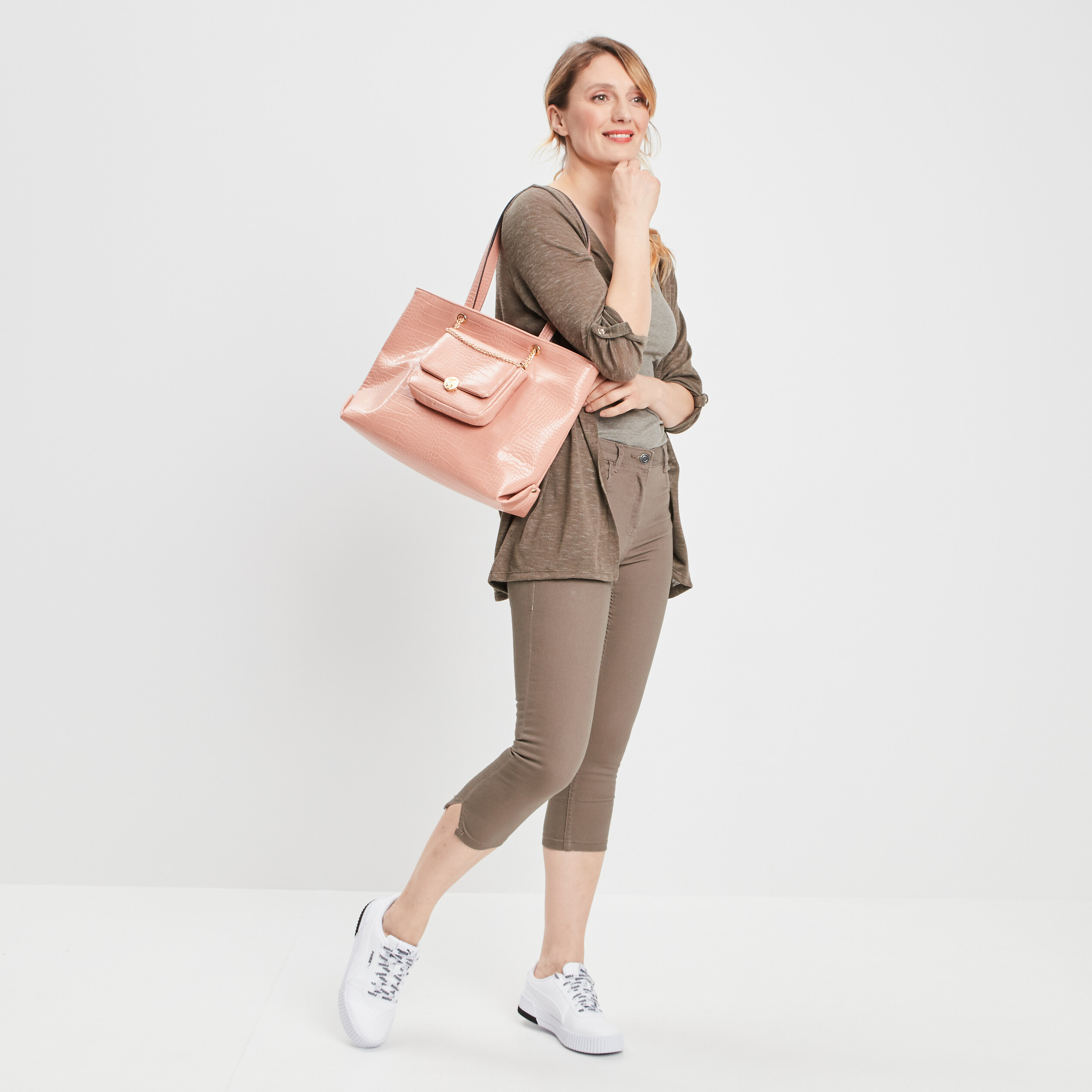 Gilet manches 3 4 vert kaki femme | La Halle