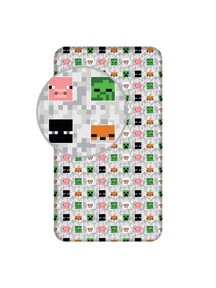 Minecraft Minecraft Spannbetttuch 90x200 cm – Weiches Baumwoll-Bettlaken in Grün günstig kaufen 90x200 cm