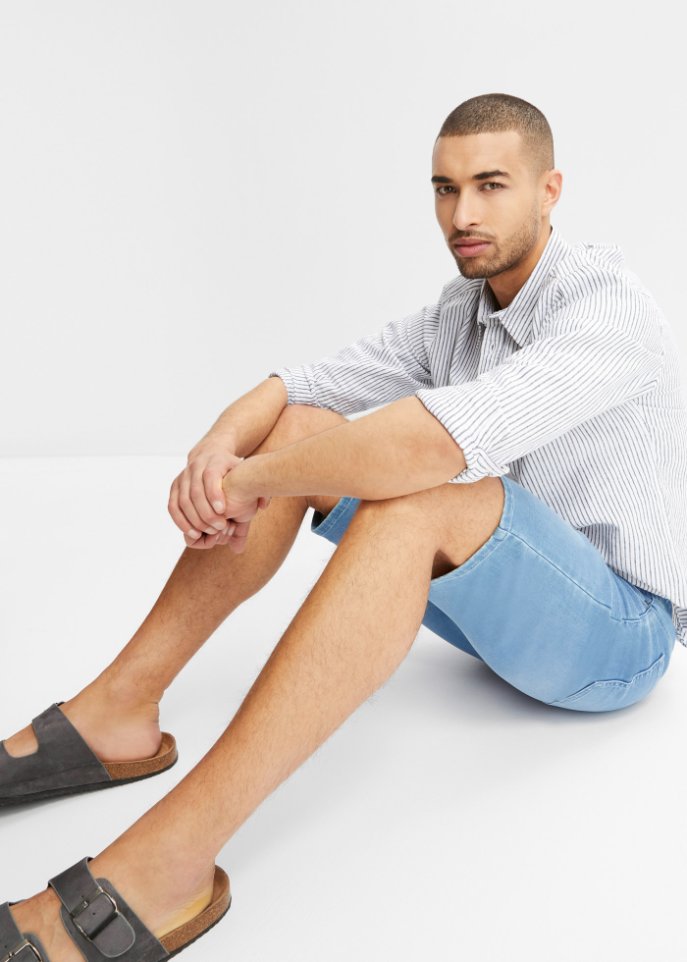 Sweat-Jeans-Bermuda mit Komfortschnitt, Regular Fit