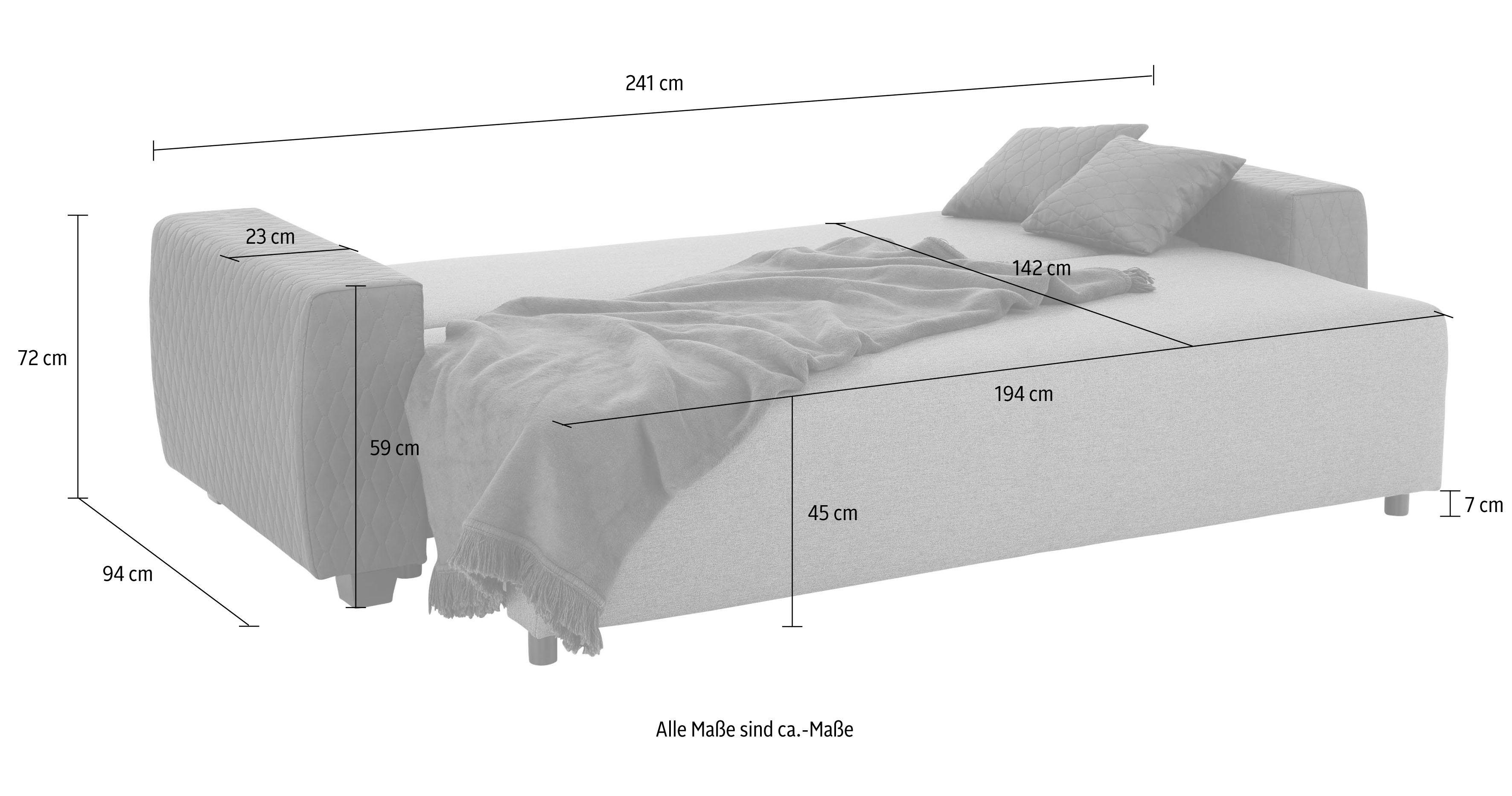 Home affaire Schlafsofa Bella, mit geprägtem Bezug bei Armlehnen
