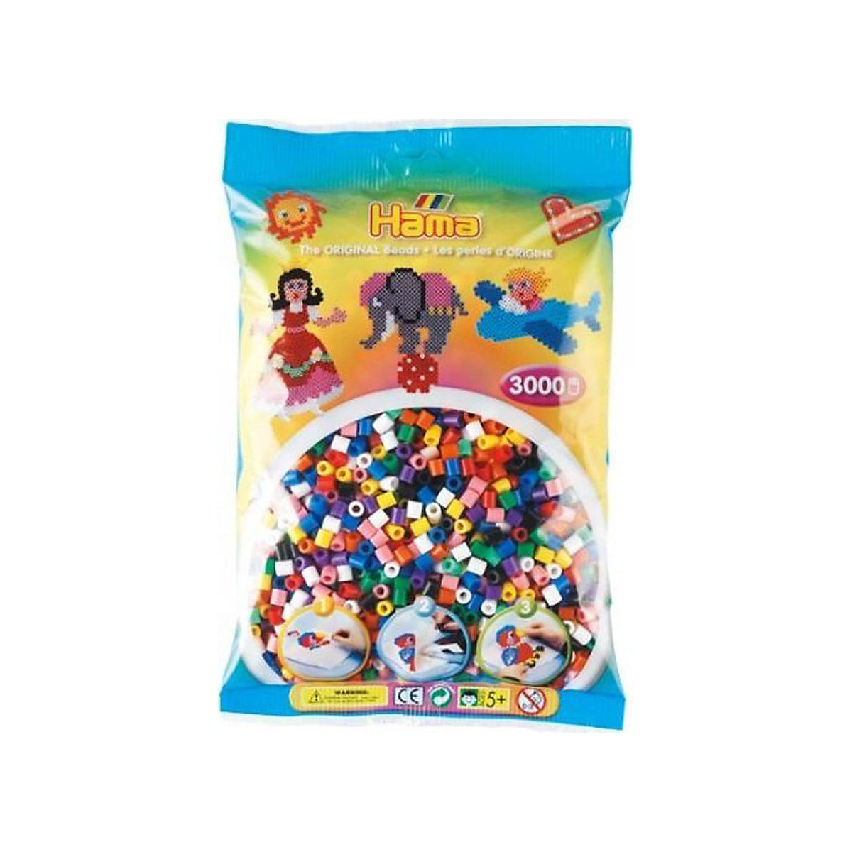 HAMA 201-67 midi-Perlen, 3.000 Stück, 22 Farben-Mix
