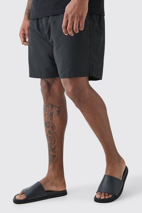 Plus mittellange Badehose mit einfarbigem Print