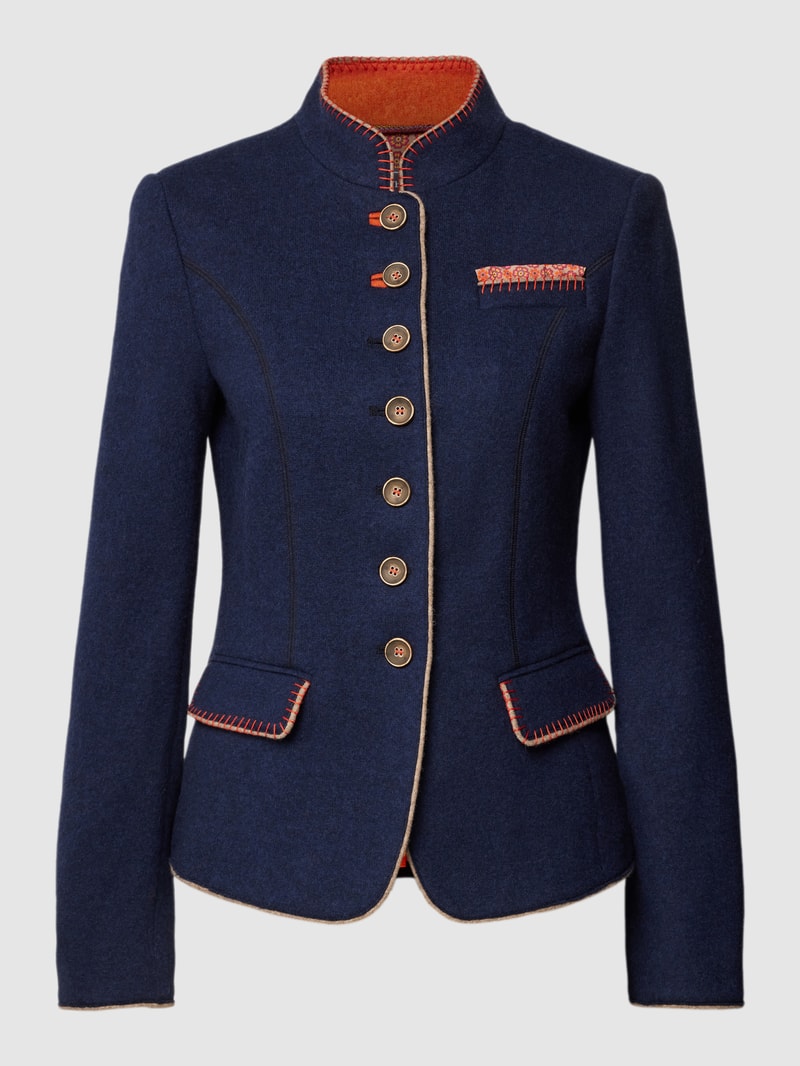 Blazer mit Kontrastbesatz in marineblau