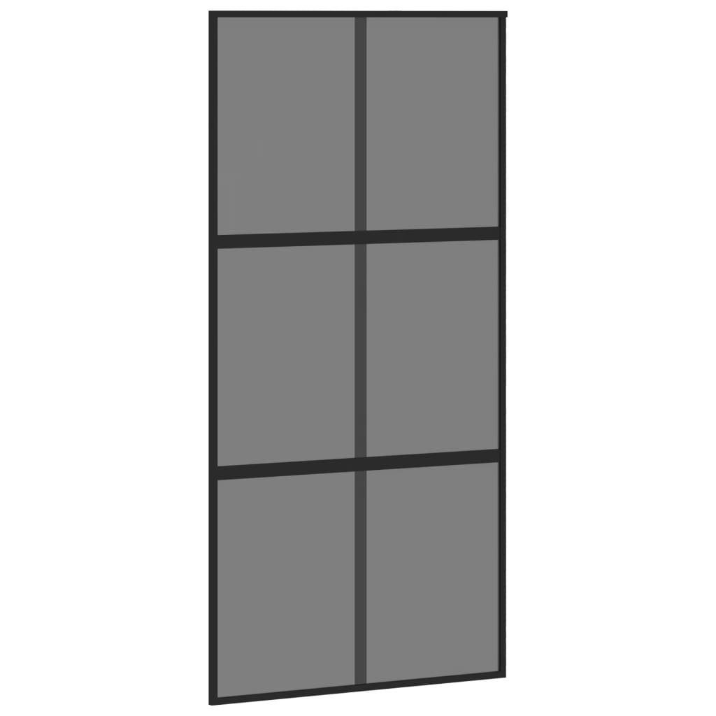 vidaXL Zimmertür Schiebetür Zimmertür Innentür Glas Schwarz 102,5x205 cm Hartglas und A
