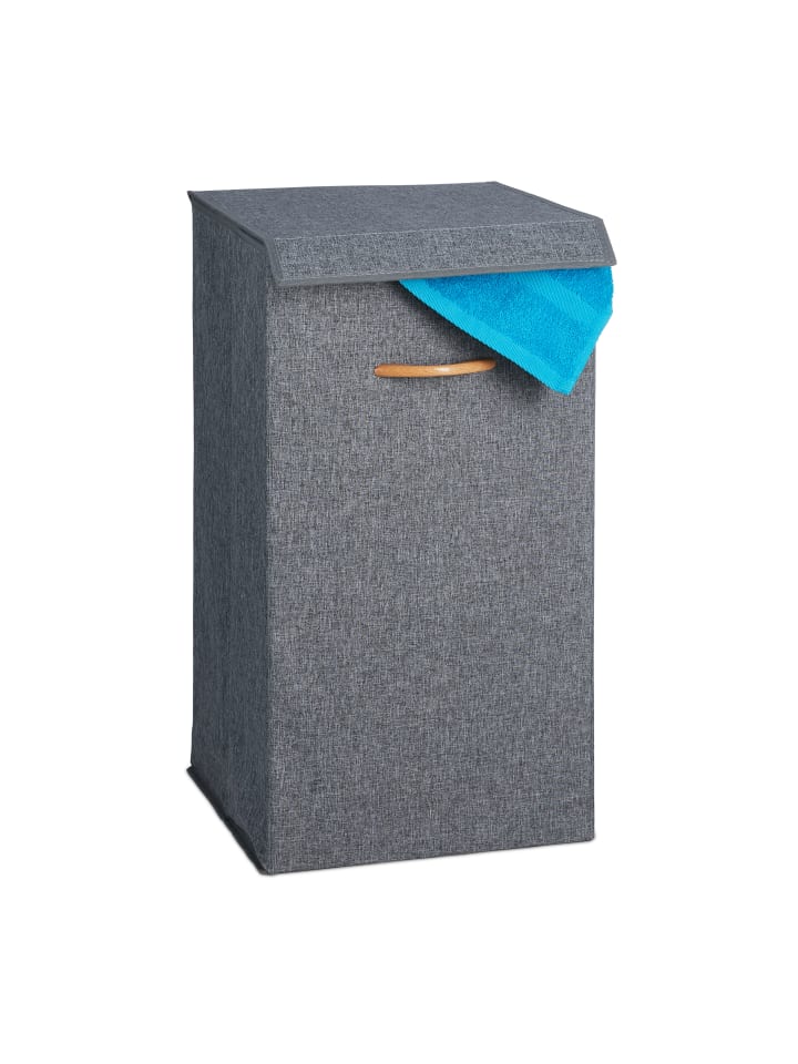 relaxdays Wäschekorb in Hellgrau/ Natur - (B)35 x (H)64 x (T)35 cm günstig kaufen onesize