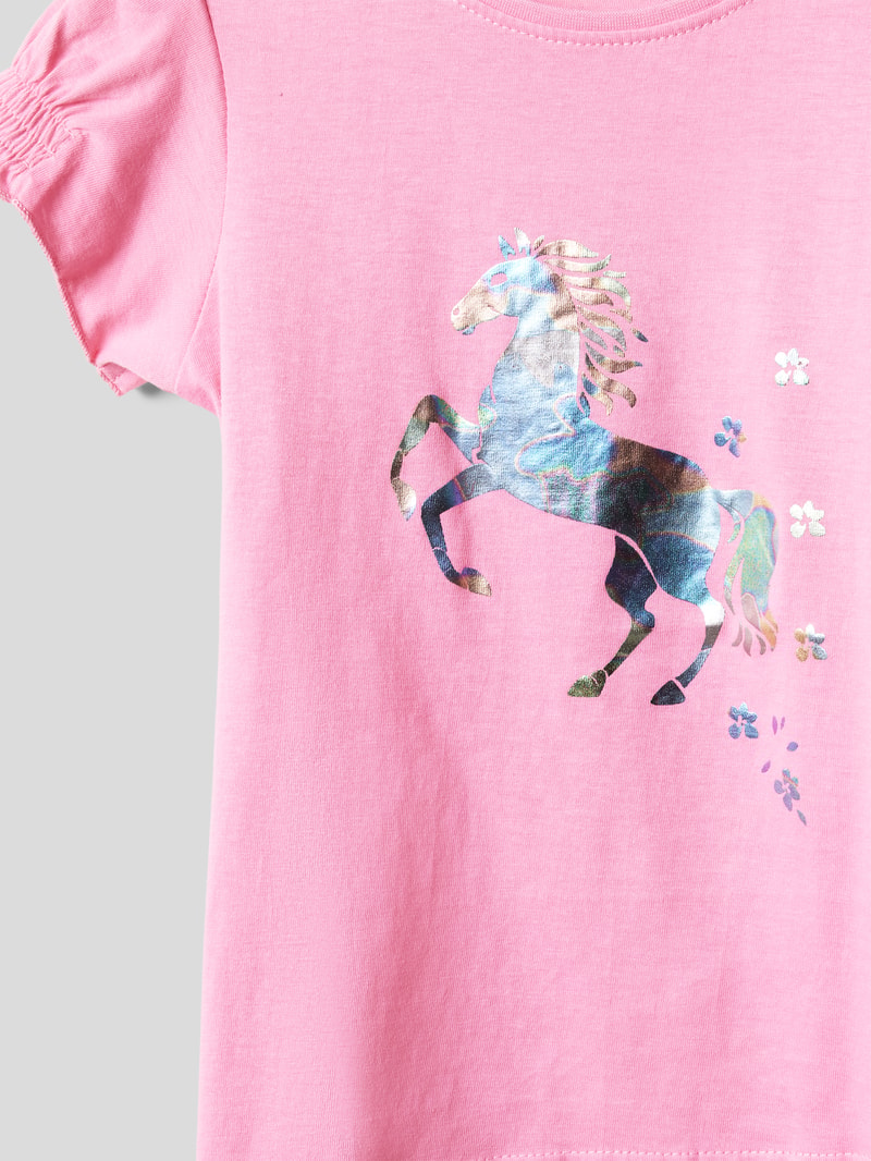 T-Shirt mit Motiv-Print in pink