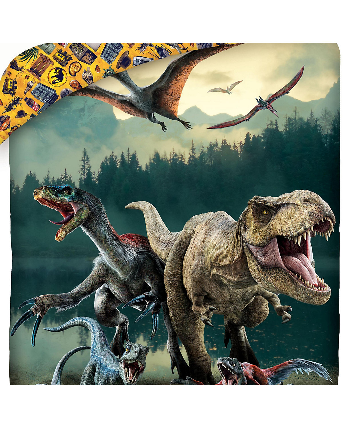 Bettwäsche Jungen Jurassic World Dinosaurier, Renforcé, 135 x 200 cm + 80 x 80 cm