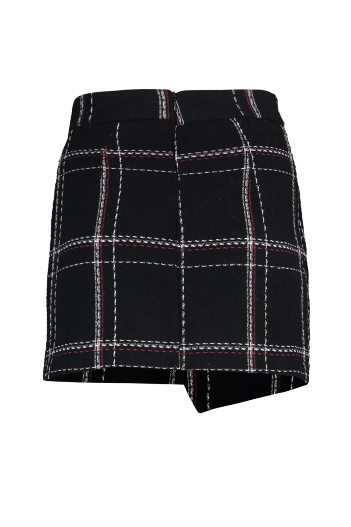 Trendyol Collection  TWOAW23ET00050 - Zweireihiger Minirock aus schwarzem Tweedstoff
