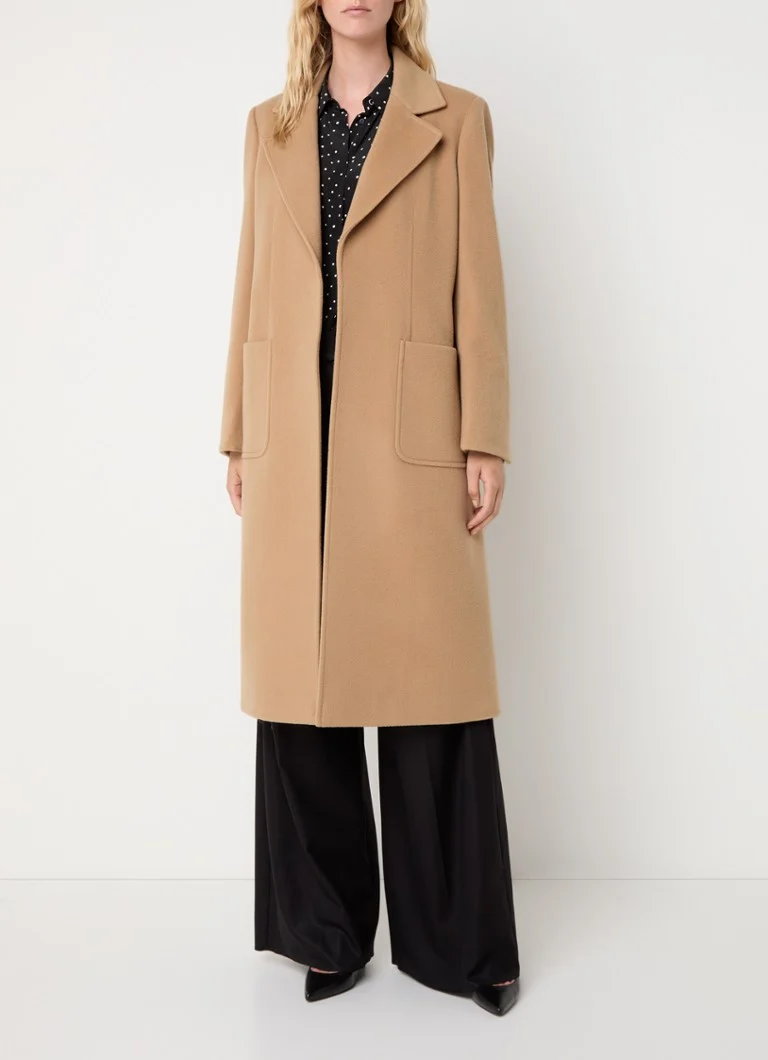 Palton Max & Co Runaway din lână, cu curea și buzunare aplicate.