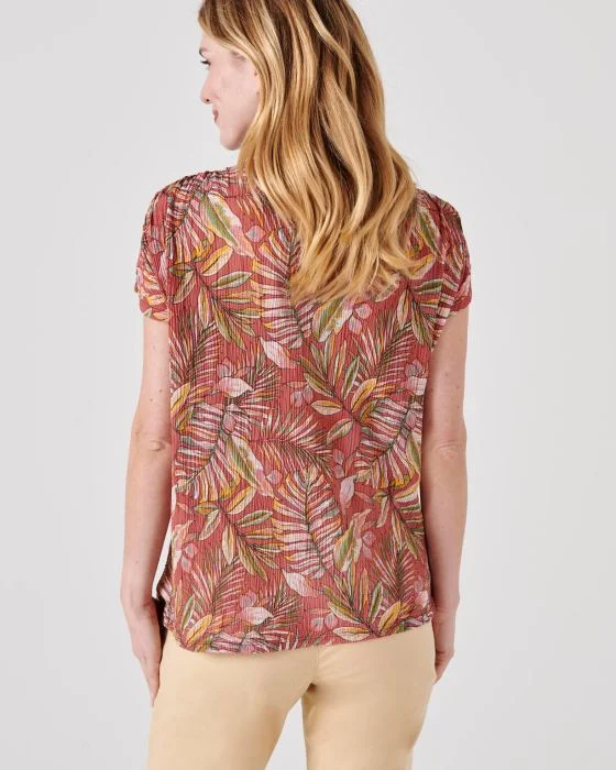 Tee-shirt résille imprimé fleurs