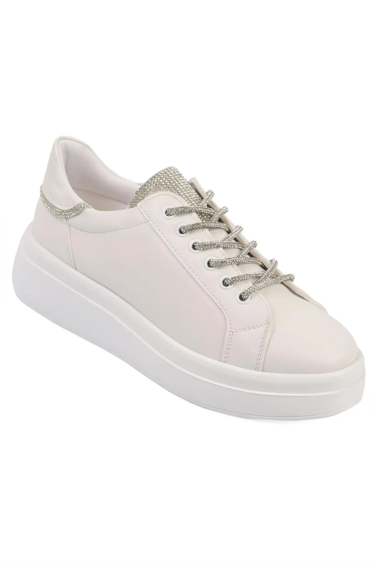 Capone Outfitters  Capone Damen-Sportschuhe mit runder Zehenpartie und Steinschnürung in Weiß