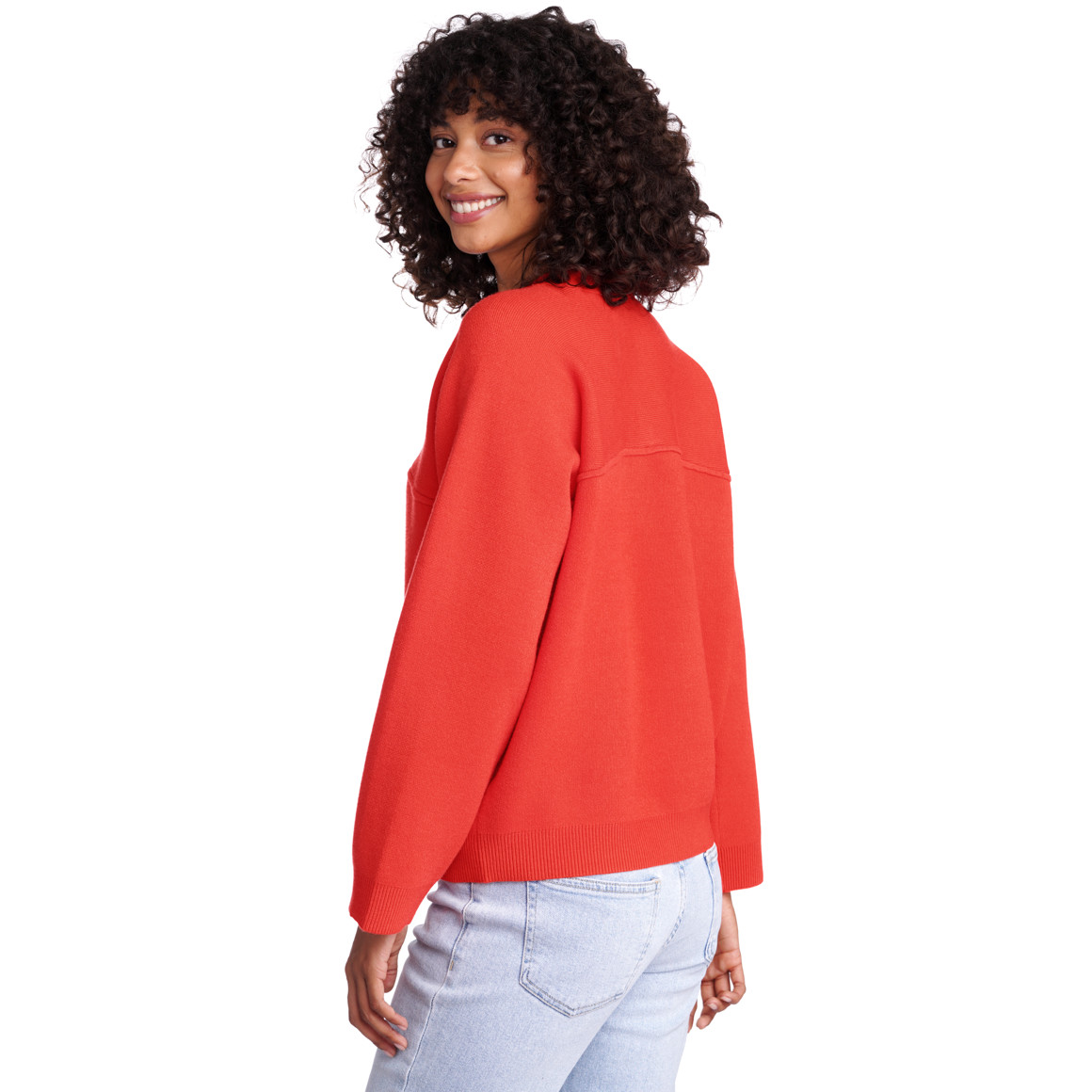 Damen Pullover mit kurzer Knopfleiste