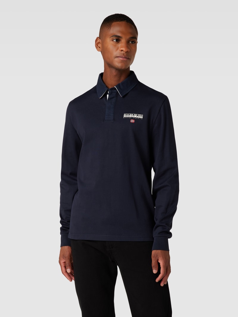 Longsleeve mit Polokragen in marineblau