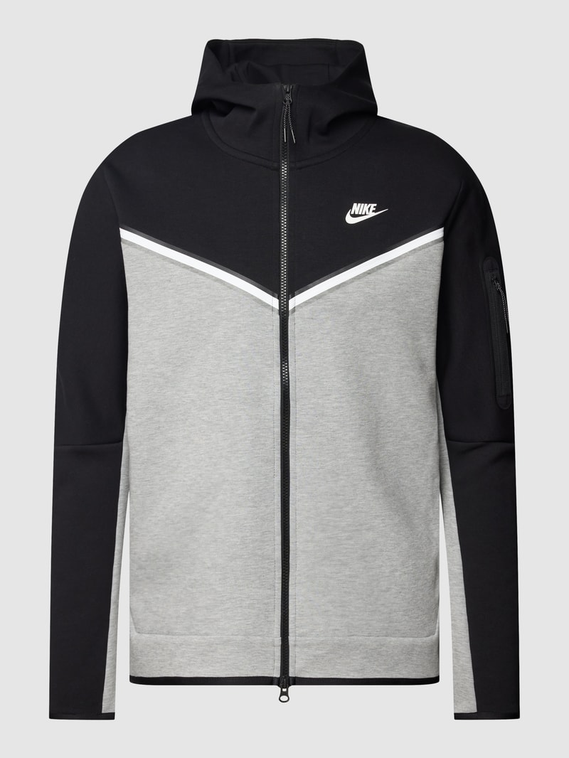 Sweatjacke in Two-Tone-Machart in silber meliert