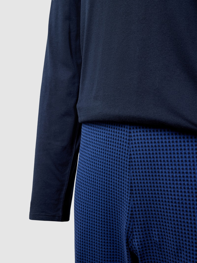 Pyjama mit geripptem V-Ausschnitt in marineblau