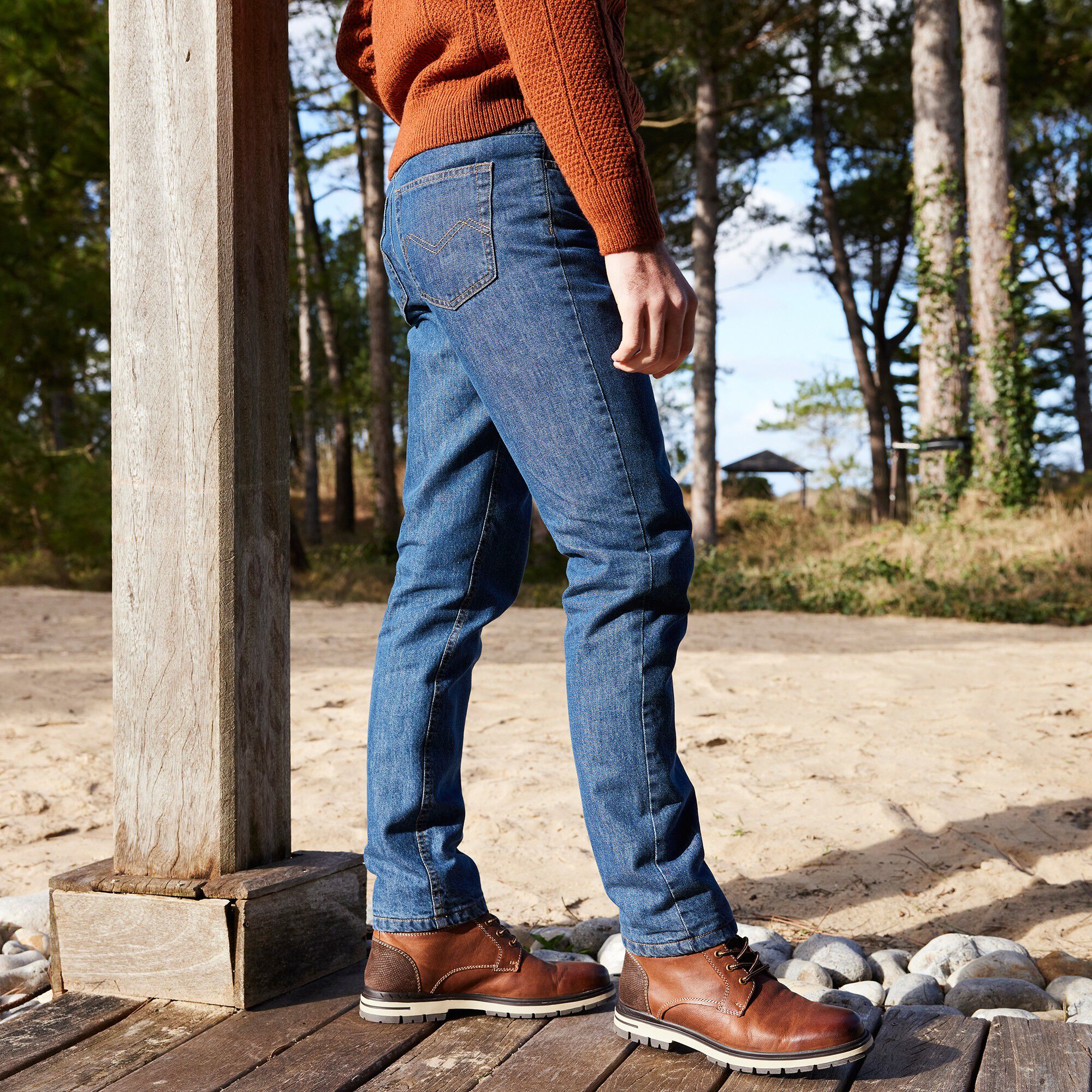 Jean droit 5 poches doublé flanelle chaude