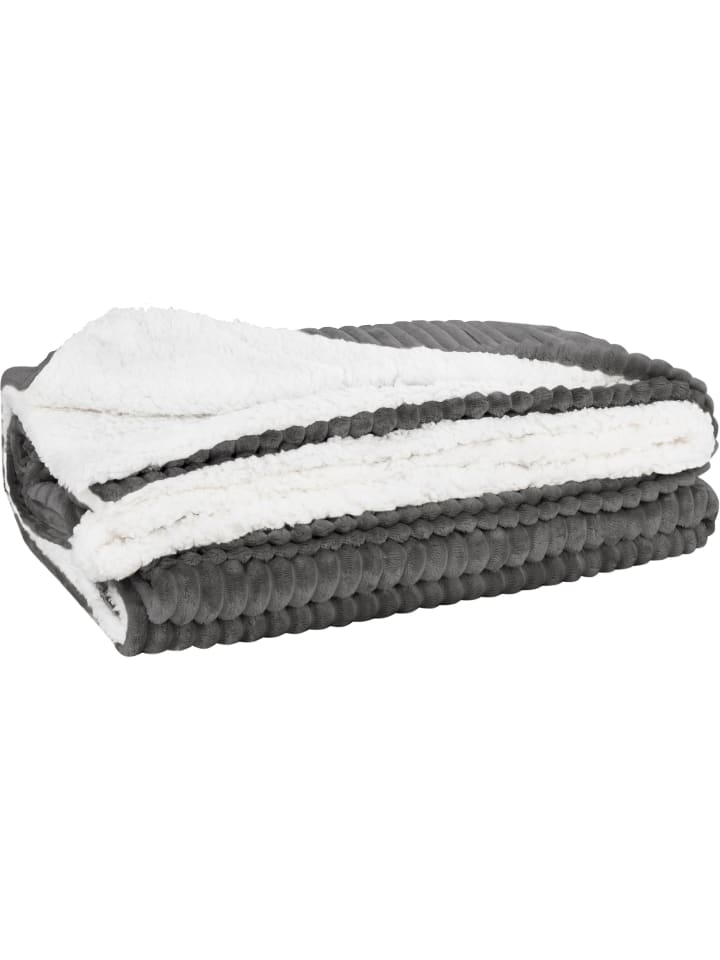 Aspero Flanell Kuscheldecke 150x200 cm Ezeiza in Dunkelgrau günstig kaufen 150 x 200 cm