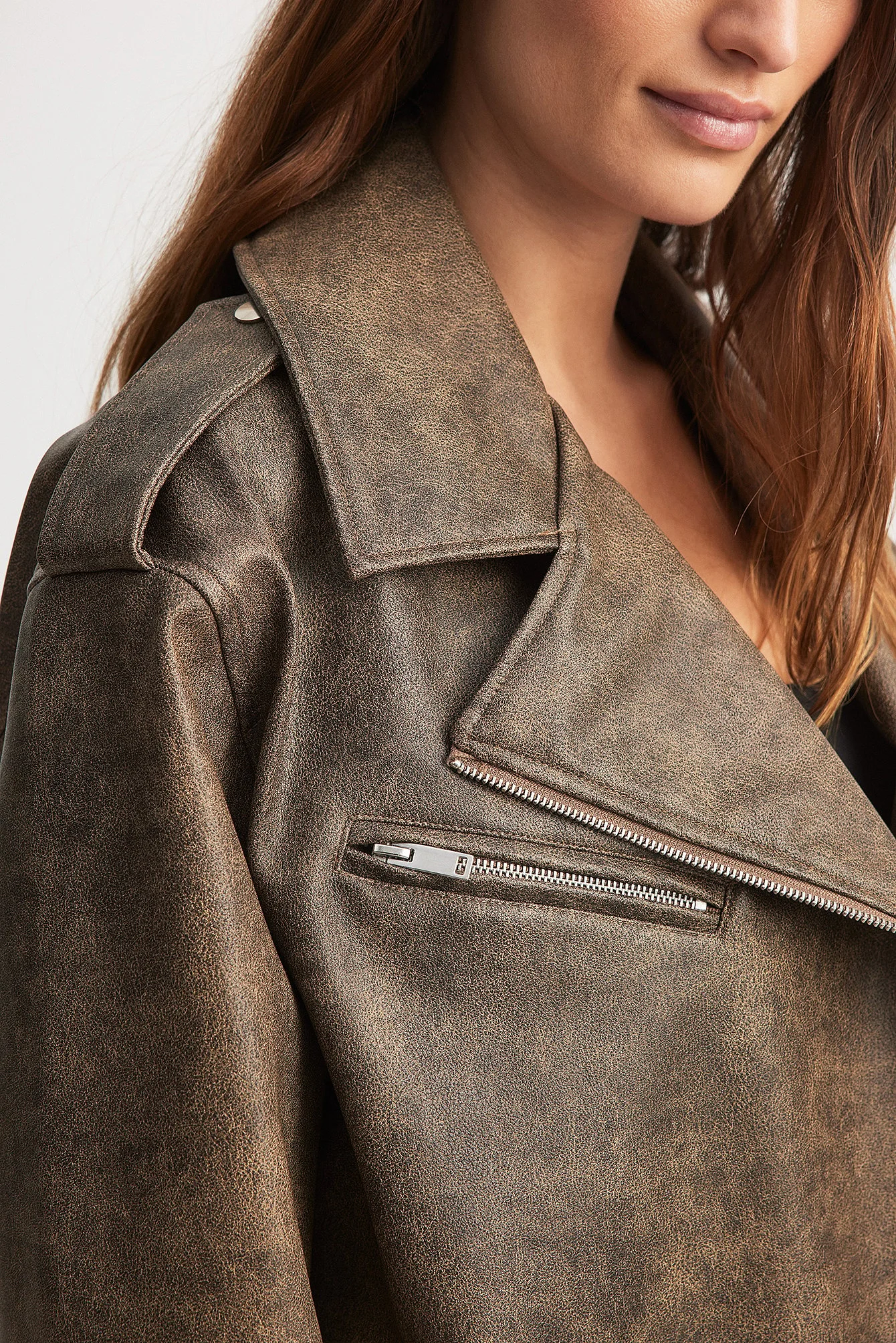 Verwaschene PU-Bikerjacke