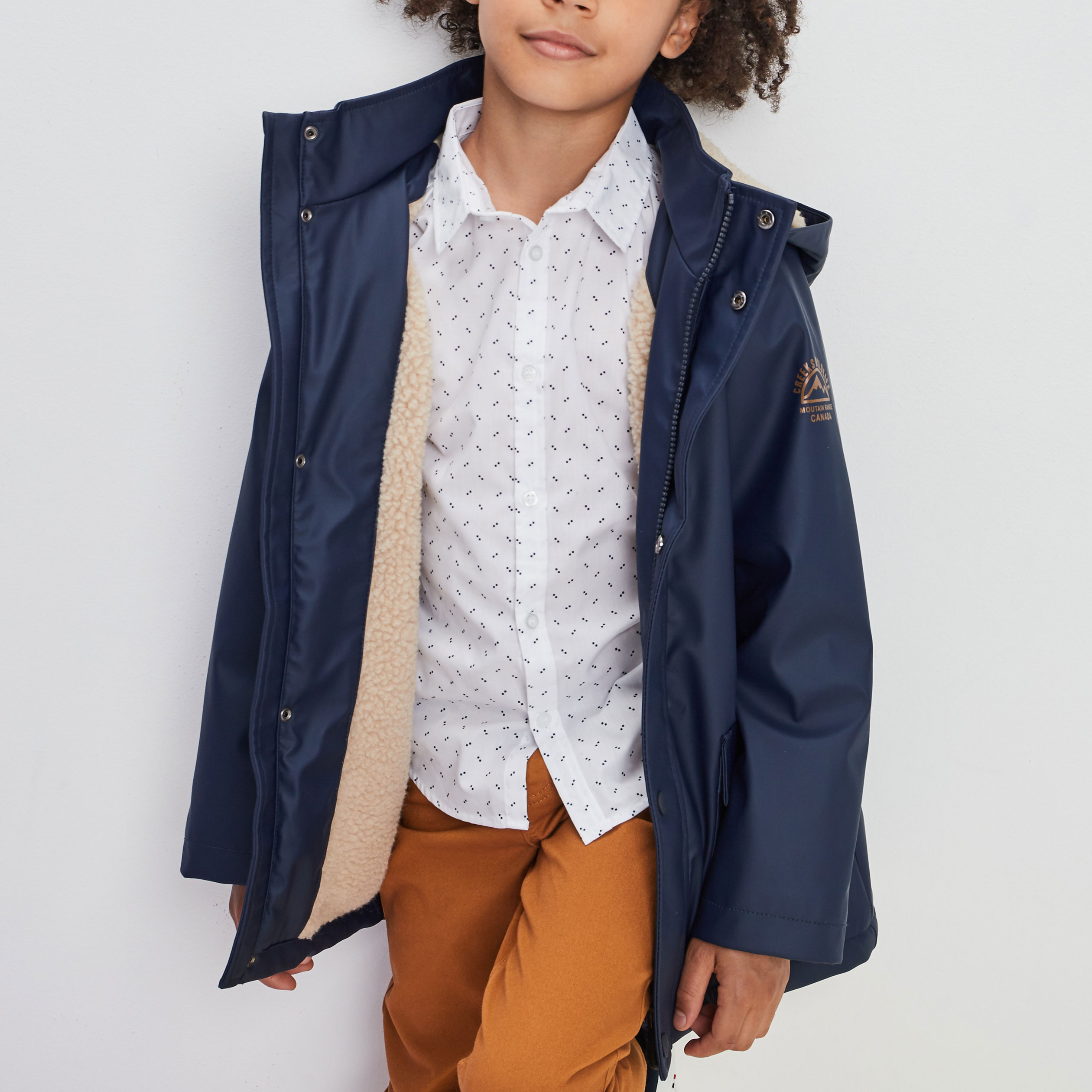 Parka droite à capuche bleu marine garçon | La Halle