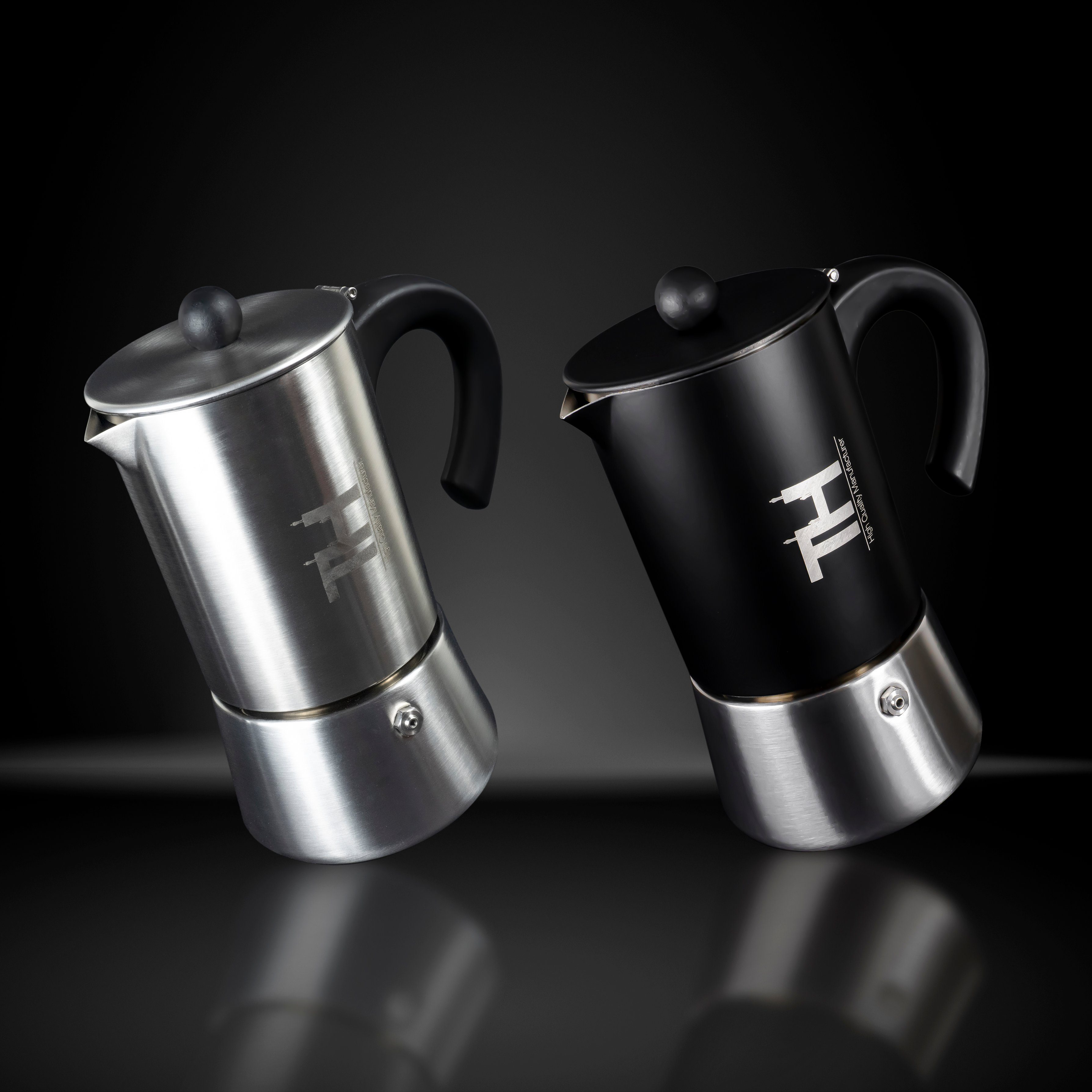 Thiru Espressokocher Espressokocher Induktion , Espressokanne Edelstahl, Edelstahl Filter, Premium Mokkakanne aus Edelstahl inkl. Toolset