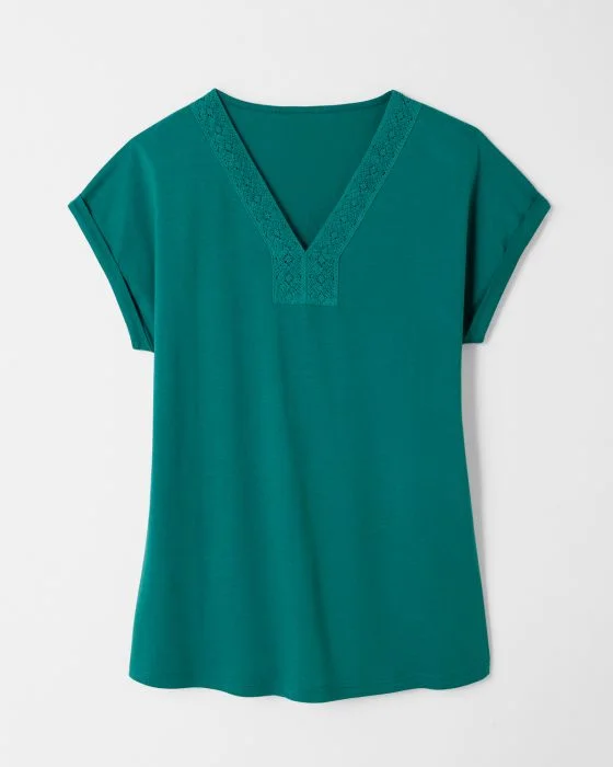 Pyjama dentelle pur coton peigné