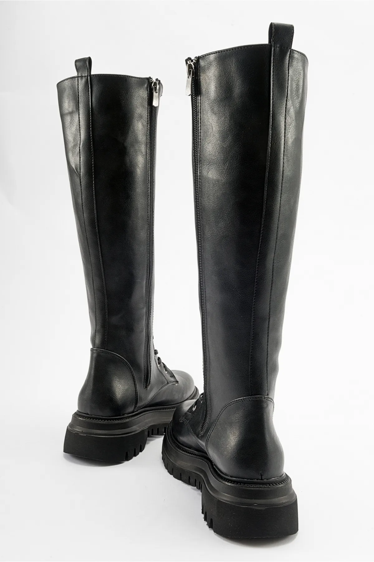 LuviShoes  PEGOS Schwarze Schnürstiefel für Damen mit Reißverschluss