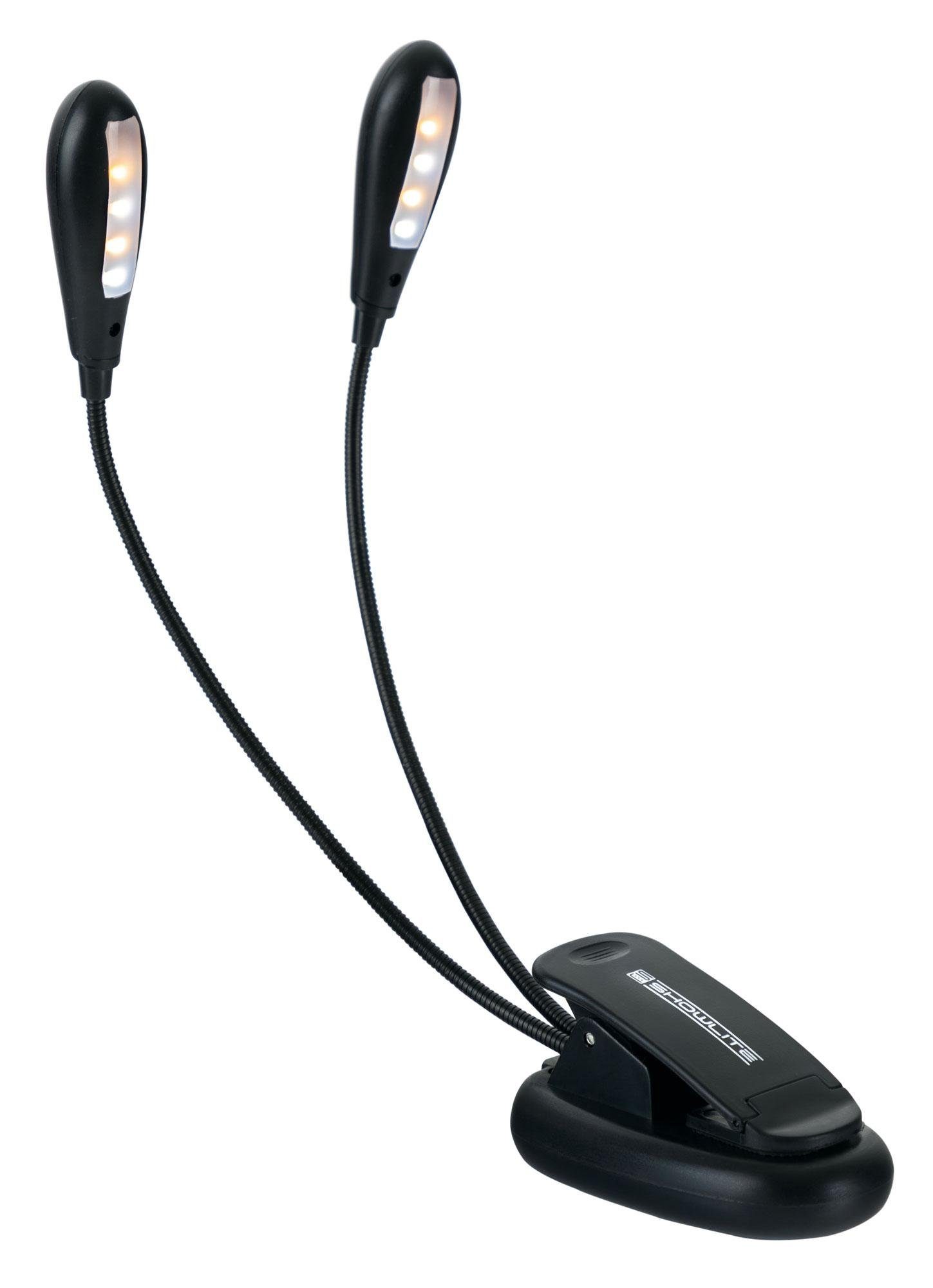 Showlite Notenpult Bright Light 8 Plus Akku LED Notenpultleuchte, (Clip Leselampe, 2-tlg., Inkl. USB-Kabel), zwei Farbtemperaturen - wiederaufladbarer Akku