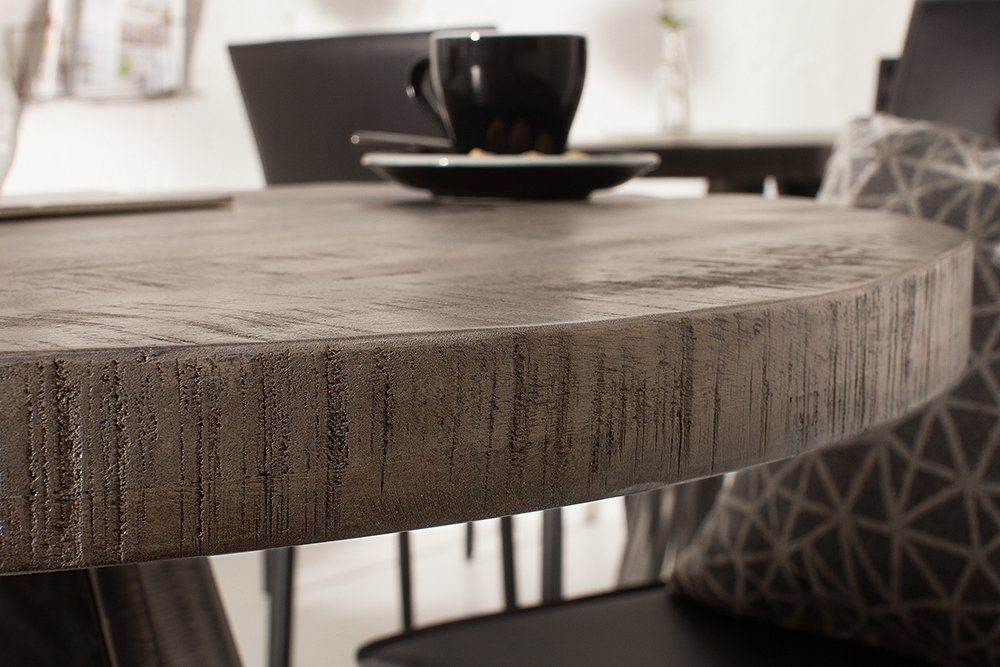 riess-ambiente Esstisch IRON CRAFT 80cm grau, Massivholz · Küchentisch · rund · 4cm Tischplatte · Industrial