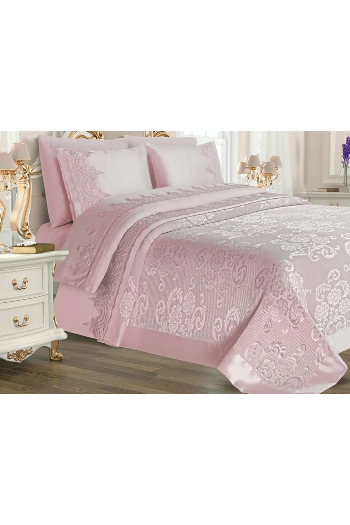 Çeyiz Diyarı  Violettes Pique-Set, 6-teilig, Puder