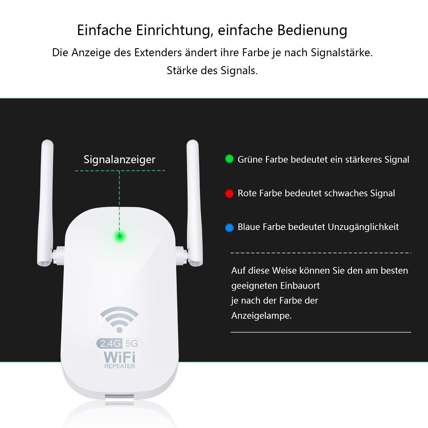 GelldG WLAN Verstärker WLAN Repeater 1200 Mbit/s WiFi Repeater WLAN-Repeater