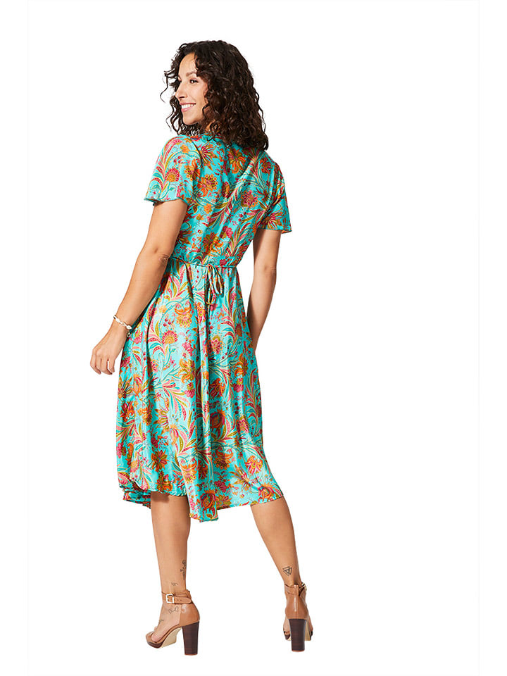 Aller Simplement Kleid in Türkis/ Orange günstig kaufen