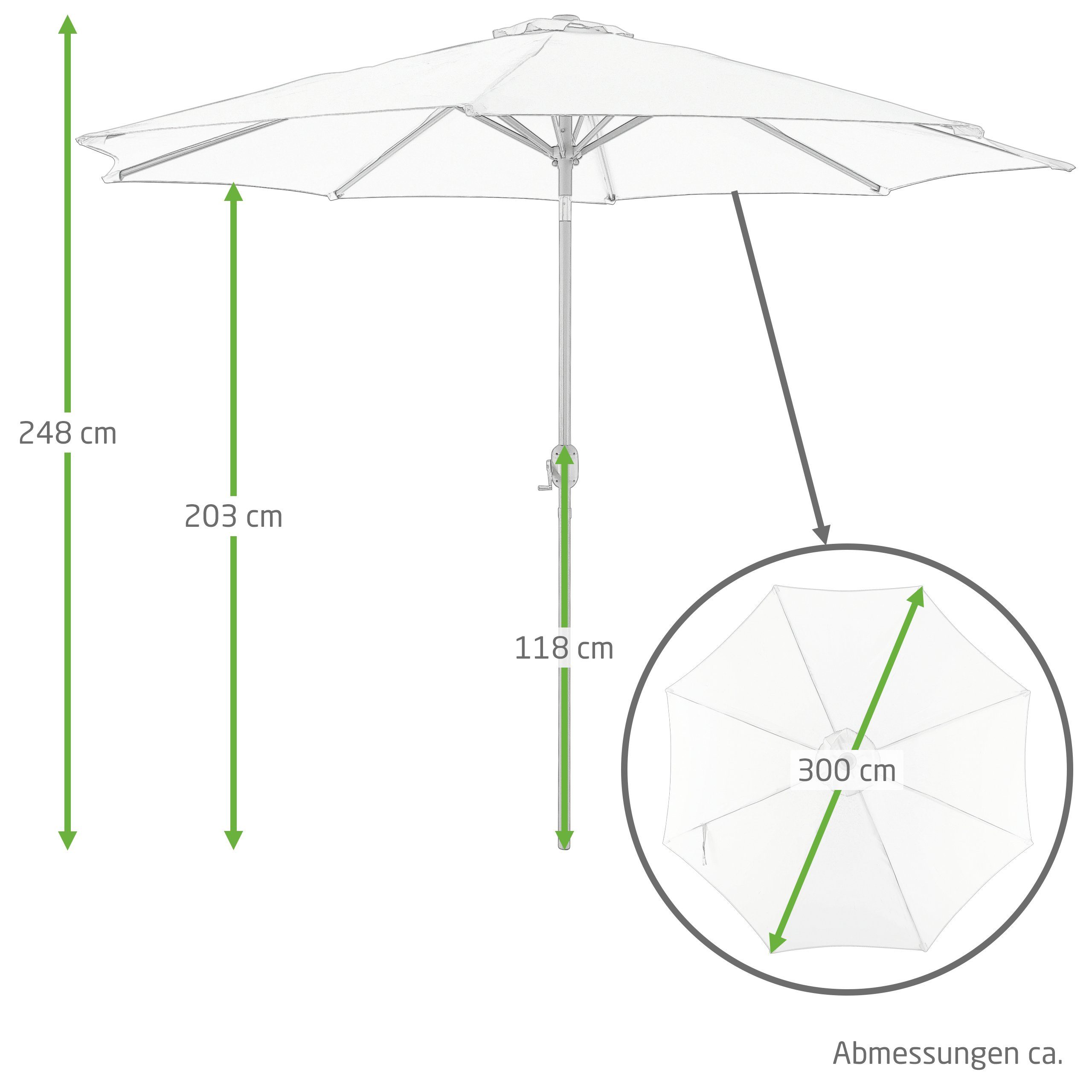 Raburg Sonnenschirm SUNNY EASY+, XXL Gartenschirm, verschiedene Farben, Sonnenschutz UV50+, 3x3 m, Stoff 160g/m2, Alu-Gestell, Gewicht: 4 kg, neigbar