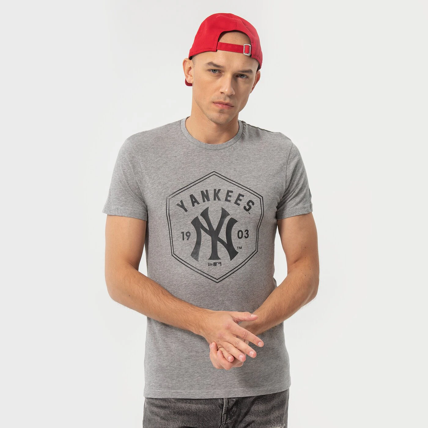 NEW ERA T-SHIRT TEE NYY GRH Grau