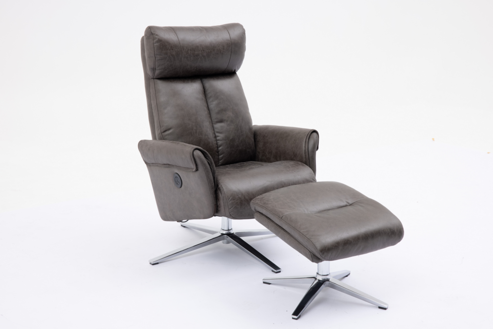 Happy Home Happy Home elektrisch verstellbarer Relaxsessel mit Hocker HWP51-GRA grau