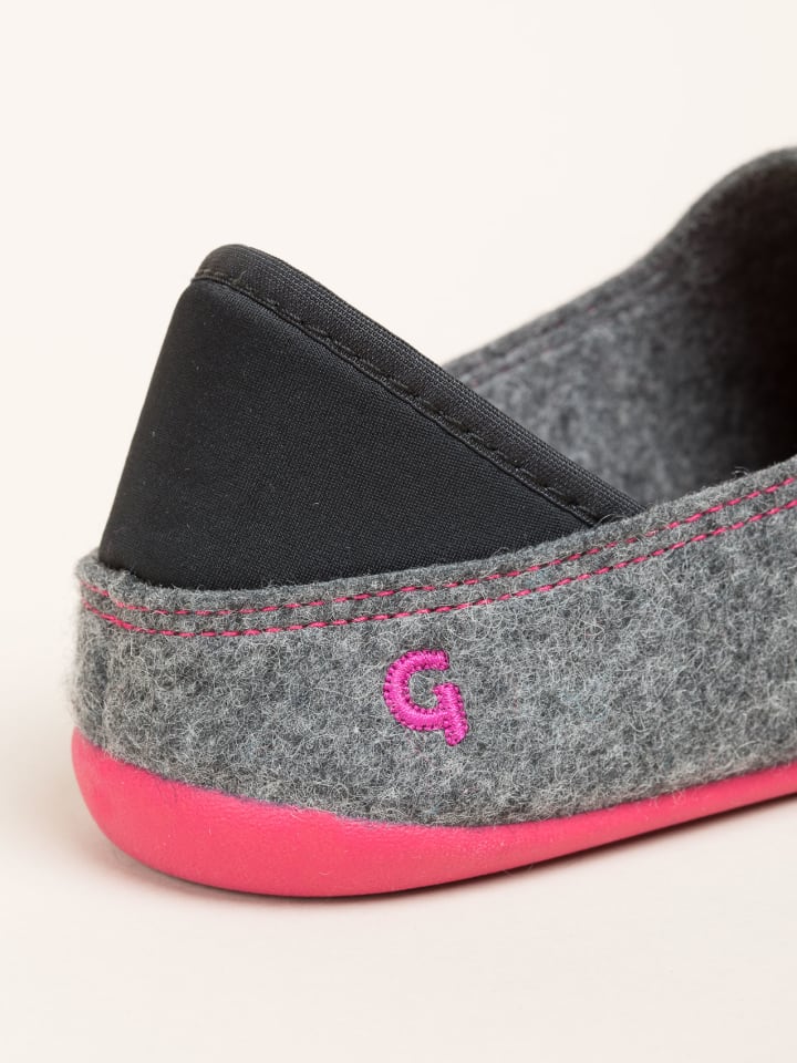 Gottstein Hausschuh Wool Slip-On in grey/raspberry günstig kaufen