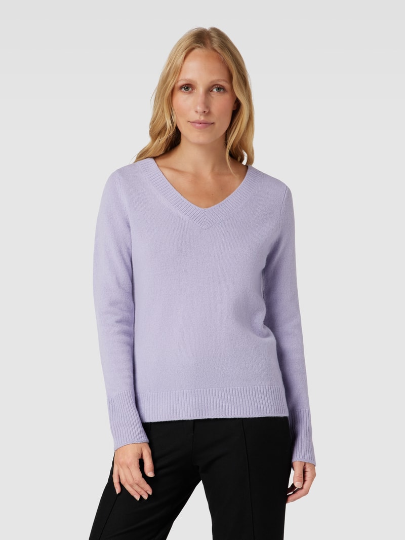 Strickpullover aus Wolle mit V-Ausschnitt in flieder