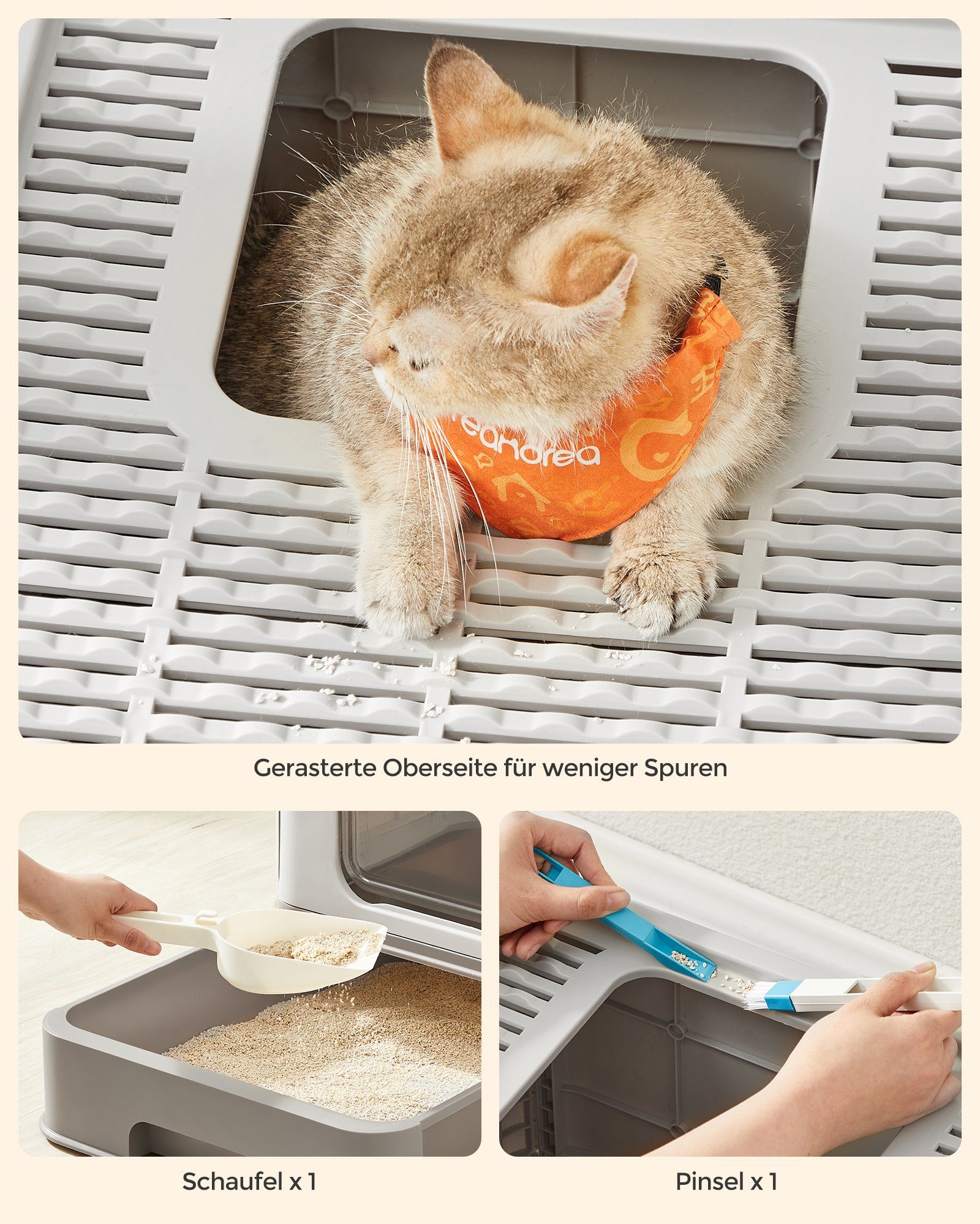 FEANDREA Katzentoilette, Katzenklo, mit Deckel, für Katzen bis 15kg