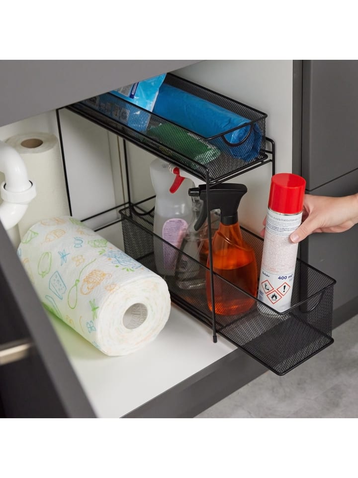 relaxdays Küchenschrank Organizer in Schwarz - (B)15 x (H)40 x (T)46 cm günstig kaufen onesize