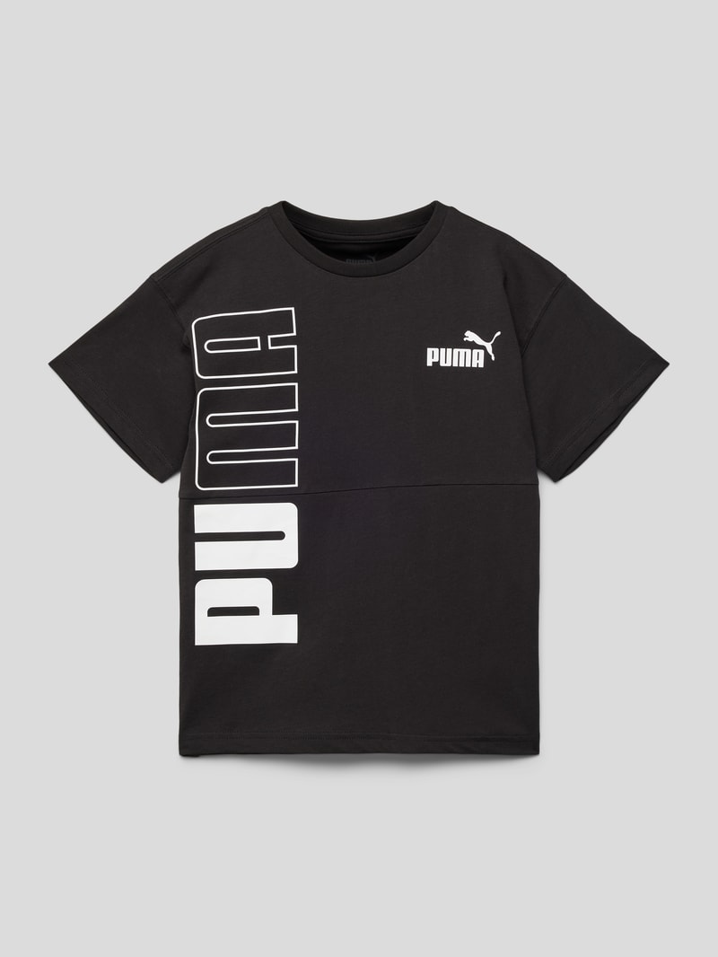T-Shirt im Colour-Blocking-Design Modell 'POWER' in schwarz