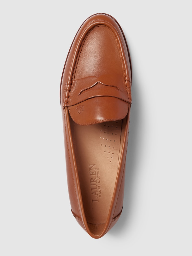 Penny-Loafer aus Leder mit Label-Detail Modell 'WYNNIE' in cognac