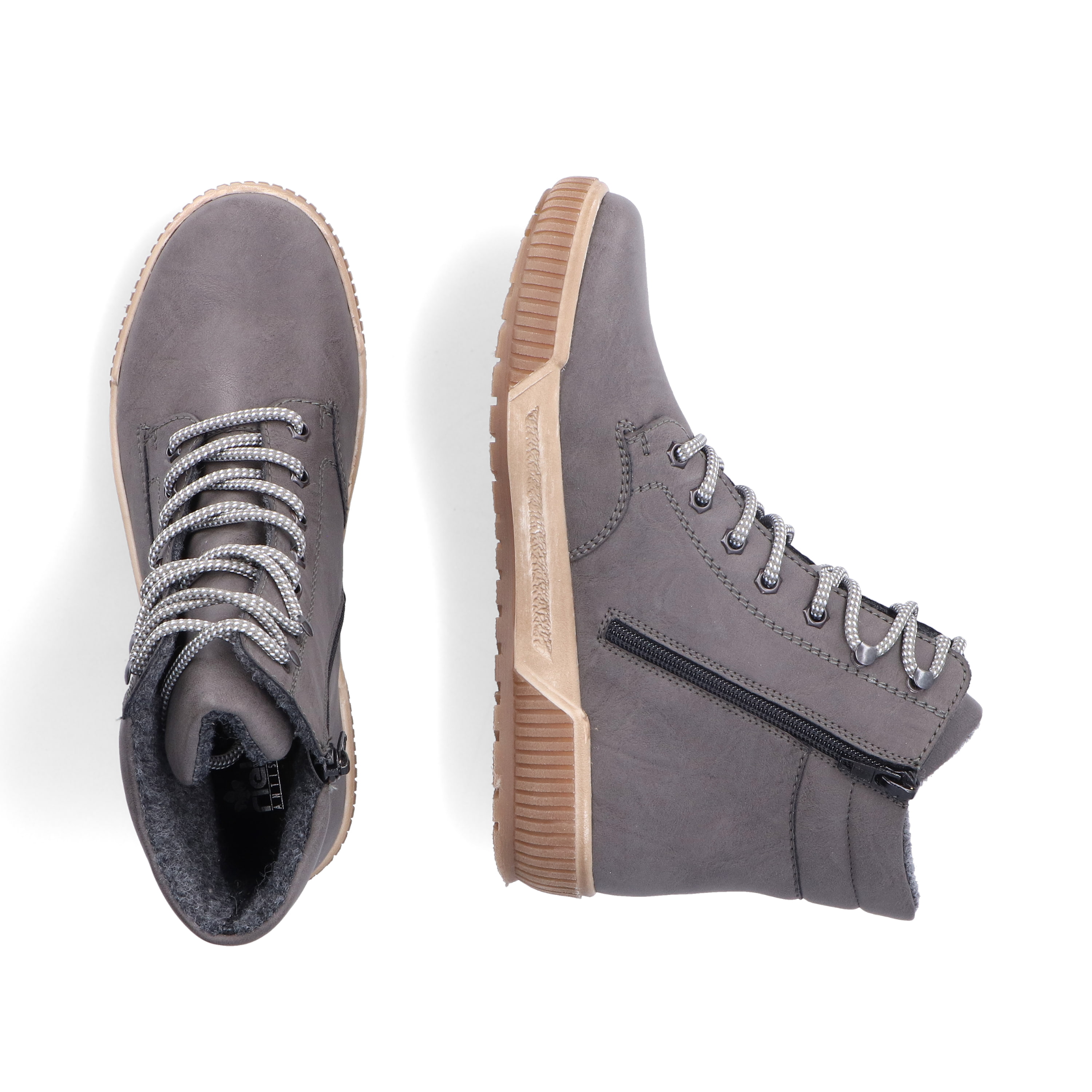 Rieker Damen Schnürstiefel mondgrau
