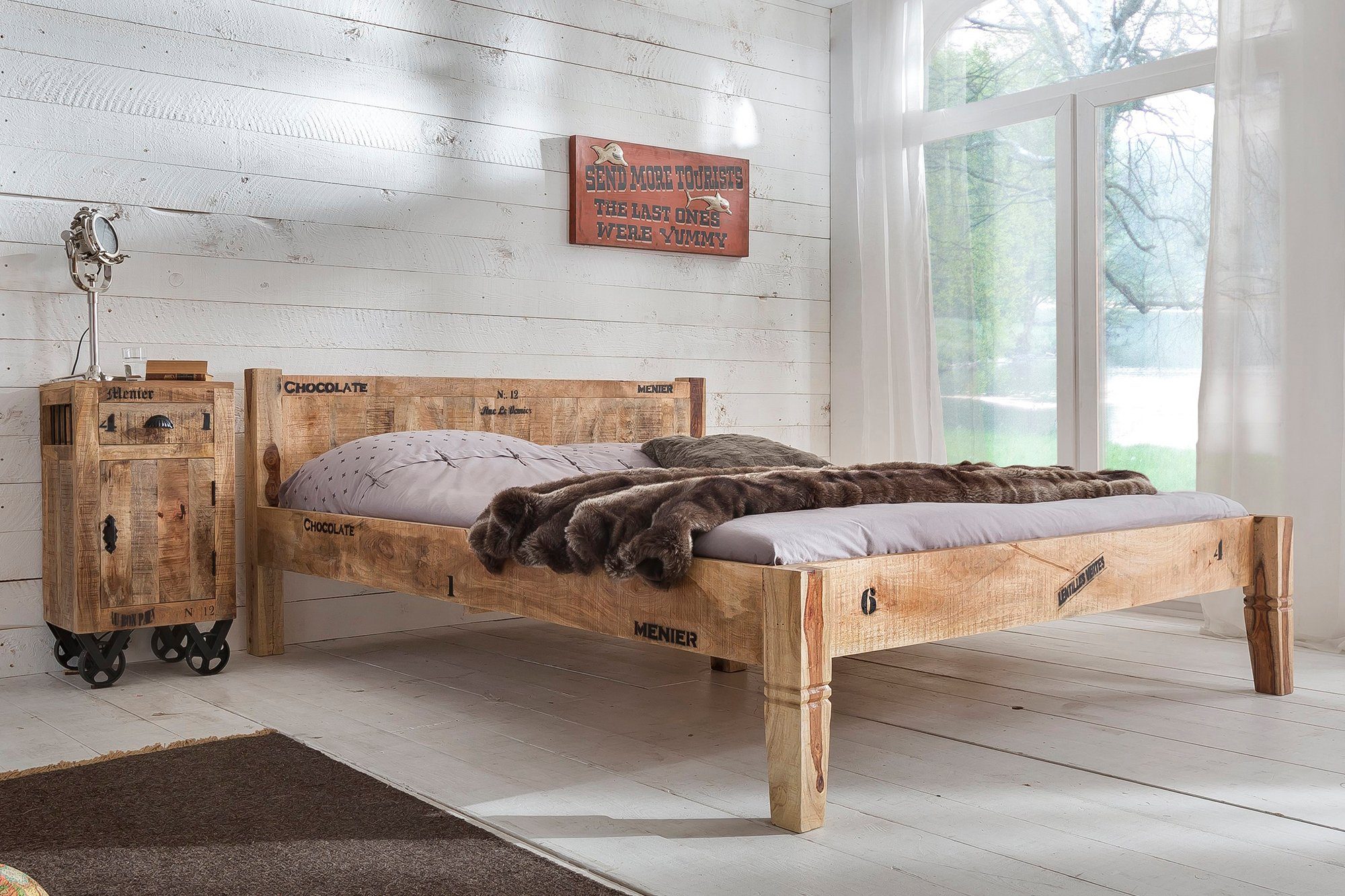 SIT Kommode Rustic, mit schwarzem Aufdruck im Industrial-Stil