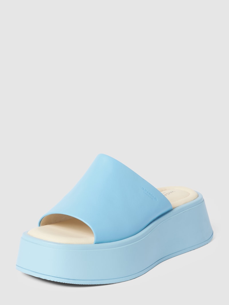 Pantolette mit Label-Prägung Modell 'COURTNEY' in hellblau