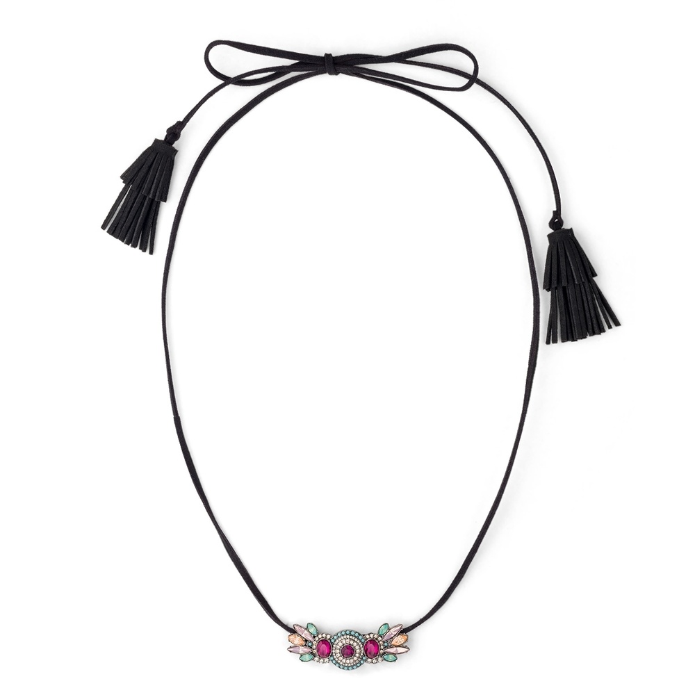 Pippa&Jean Collier tendance Laiton Verre en Noir collier