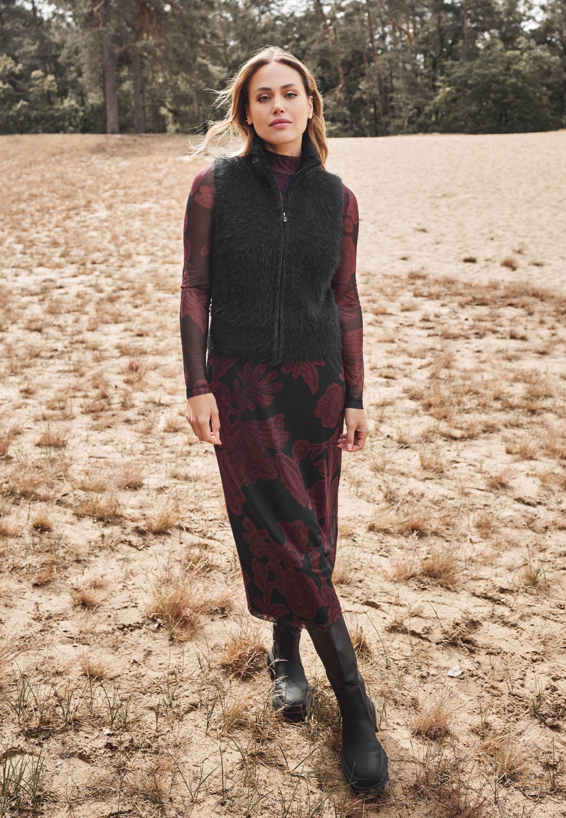 Meshkleid mit Blumendruck