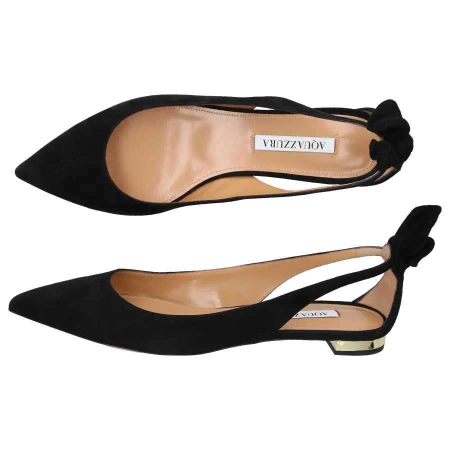 Aquazzura - Ballerinas BOW TIE 05 Veloursleder - schwarz