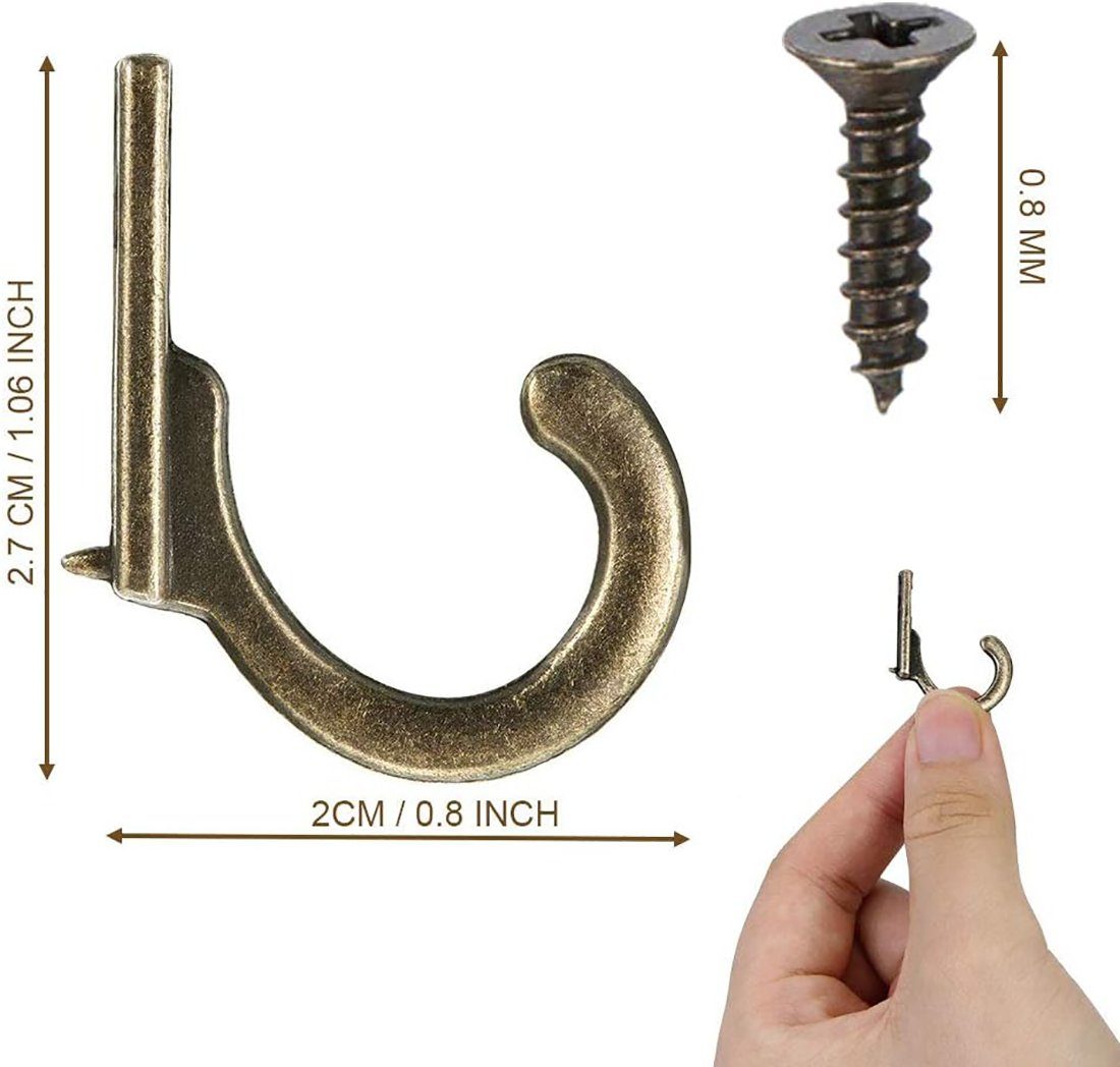 EBUY Schlüsselbrett Packung mit 60 Wandhaken Vintage-Haken Antike Schlüsselhaken