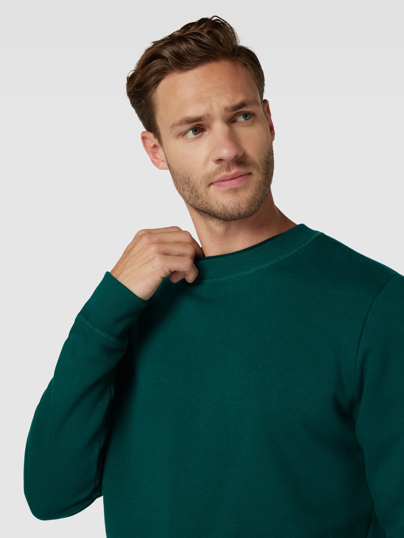 Sweatshirt mit Rundhalsausschnitt Modell 'TILO' in dunkelgrün