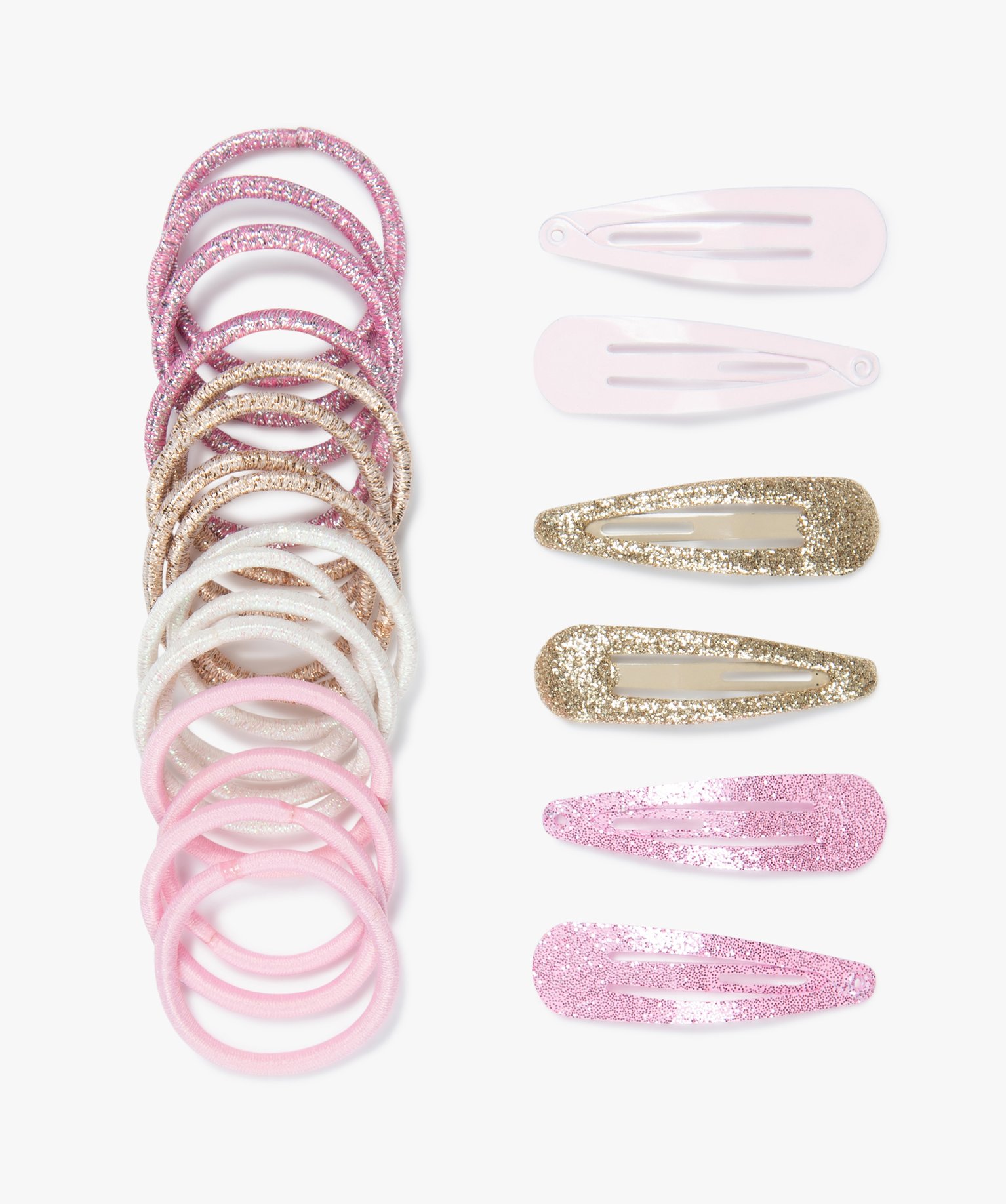 Accessoires cheveux pailletés fille (26 pièces) rose | GEMO